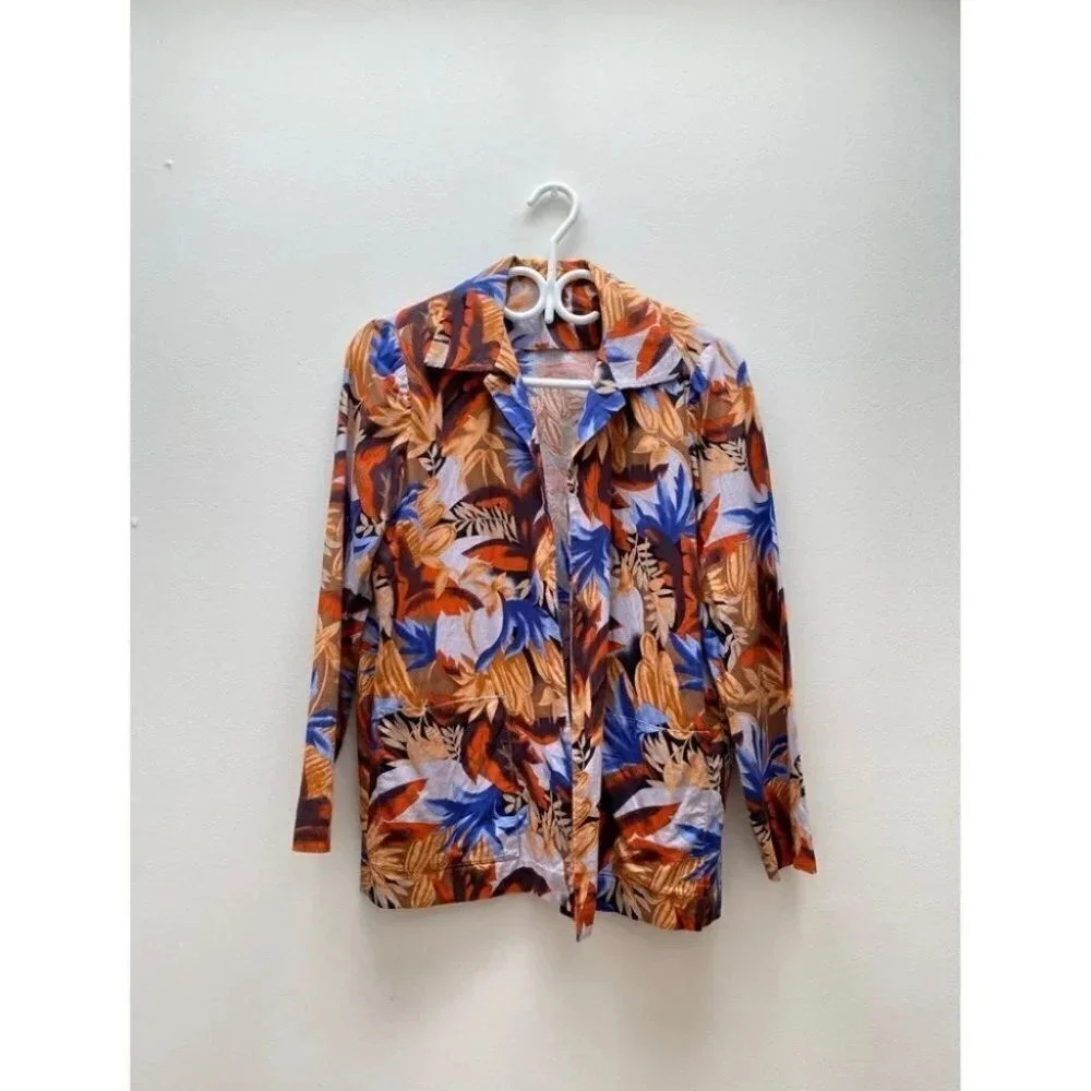 Vintage  - Hawaiian Style Lightweight Spring Floral Palm Jacket